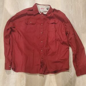Vintage Mens Wrangler Premium Quality Button Up XL Red Shirt